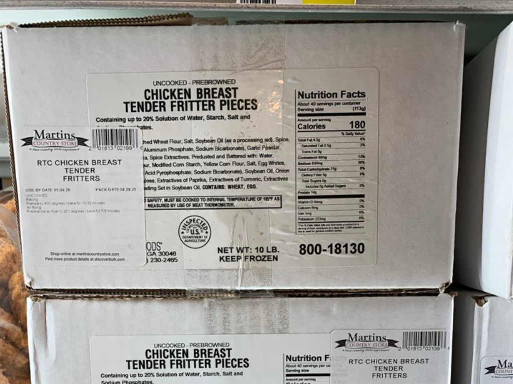 BREADED CHICKEN TENDER FRITTER, 10lbs $1.99/lb