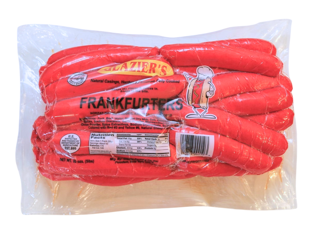Glazier's Hot Dogs 5lbs, $5.59/lbs