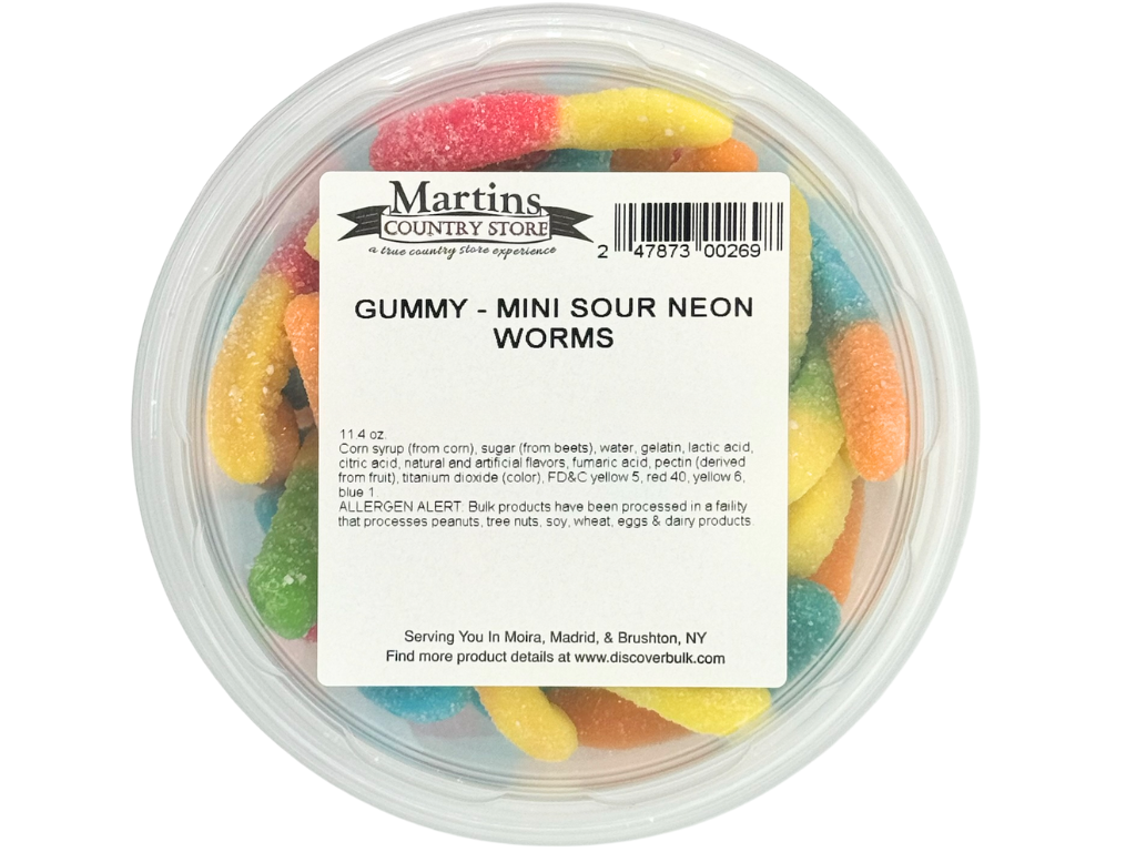 MINI SOUR NEON GUMMY WORMS 11.4oz