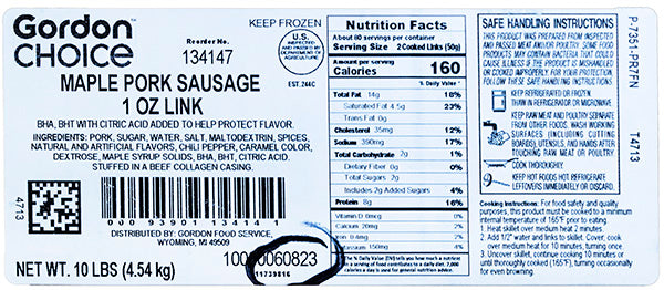 RTC Maple Sausage Links 10lbs, $2.49/lb